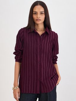 Femmella - Purple Stripes Button Down Shirt