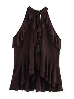 MISS MOSA BY AKANKSHA - Brown Hena Ruffled Summer Top