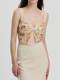 MISS MOSA BY AKANKSHA - Peach Rosie Embroidered Crop Top