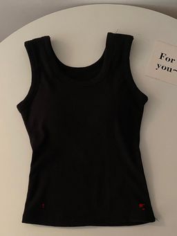 MISS MOSA BY AKANKSHA - Black Stormie Tank Top with Inbuilt Bra