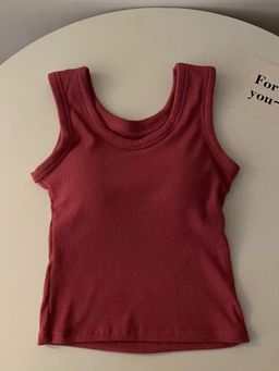 MISS MOSA BY AKANKSHA - Red Stormie Tank Top with Inbuilt Bra