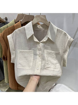 MISS MOSA BY AKANKSHA - Off White Zane Casual Pocket Shirt