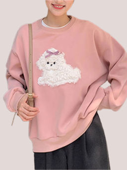 Outzidr - Pink Embroidery Sweatshirt