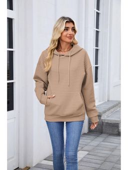 Outzidr - Beige Full Sleeves Solid Hoodie