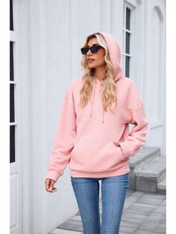 Outzidr - Pink Full Sleeves Solid Hoodie
