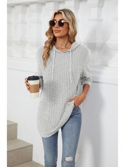 Outzidr - Grey Full Sleeves Solid Hoodie