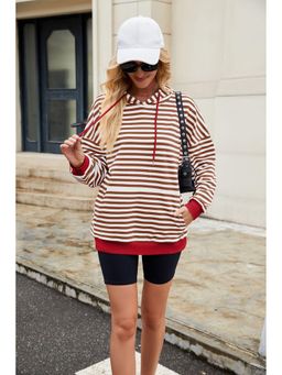 Outzidr - Red Full Sleeve Stripes Hoodie