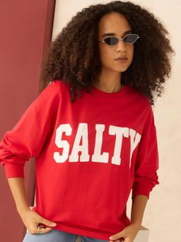 Outzidr - Red Typographic Sweatshirt