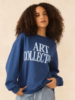 Outzidr - Blue Typographic Sweatshirt