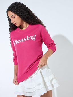 Outzidr - Pink Typographic Sweatshirt