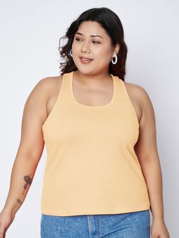 BRINNS - Beige Plus Size Racer Back Tank Top