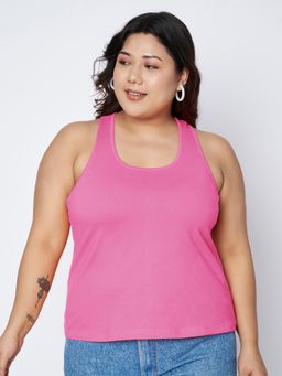 BRINNS - Pink Plus Size Racer Back Tank Top