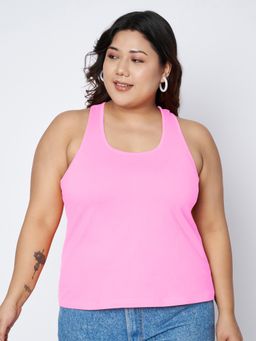 BRINNS - Pink Plus Size Racer Back Tank Top