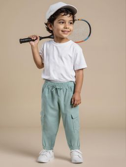 The Souled Store - Solid Sage Green Boys Cotton Joggers