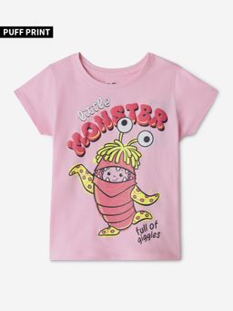 The Souled Store - Official Monsters Inc.: Little Monster Girls Pink T-shirt