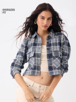 The Souled Store - Indigrid Women Navy Blue Plaid Shacket