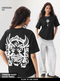 The Souled Store - Women Black Oversized T-Shirt: Asura Bomma