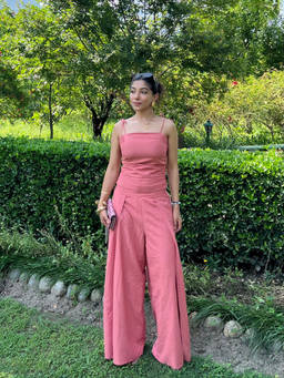 Obleka - Dusty Rose Pink Pure Cotton Strappy Co-Ord Set