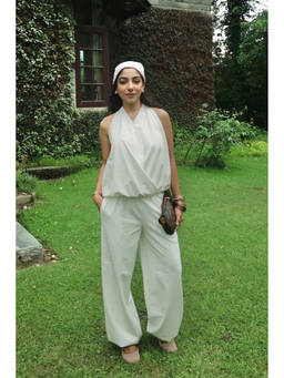 Obleka - White Cotton Tie-Up Co-Ord Set
