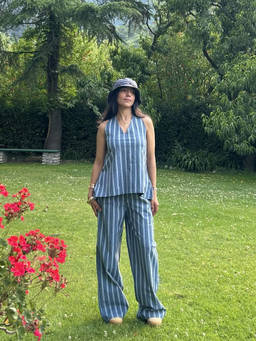Obleka - Blue Pure Cotton Stripes Co-Ord Set