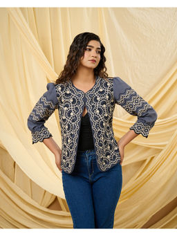 Zolo Label - Classic Grey Embroidered Summer Jacket