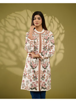 Zolo Label - Women Lily Charm White Embroidered Long Jacket