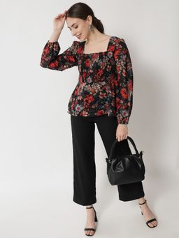 Trend Arrest - Floral Print Peplum Top