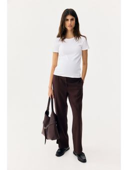 H&M - Women Brown Mama Linen-Blend Tailored Trousers
