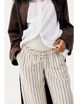 H&M - Women White Mama Linen-Blend Drawstring Trousers