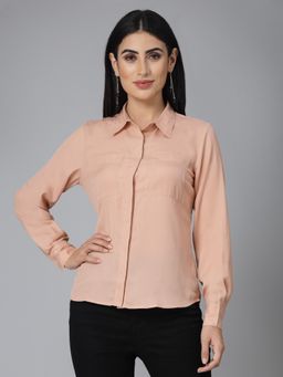 Style Quotient - Women Solid Nude Polyester Regular Formal Shirt