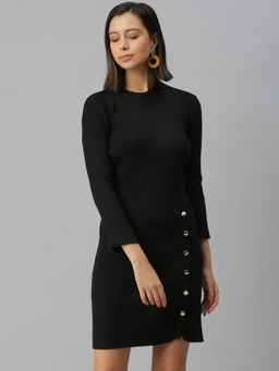 SHOWOFF - Women Solid Black Bodycon Dress