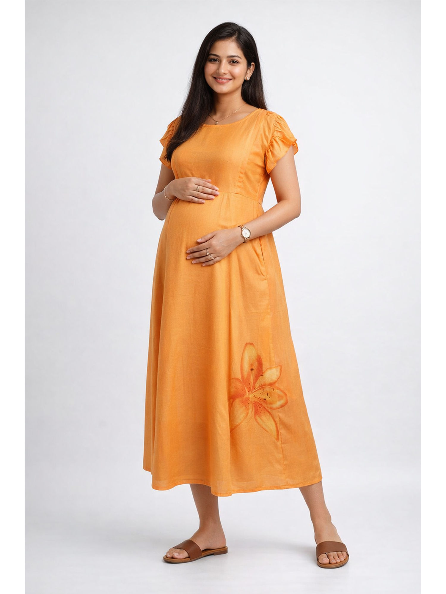 putchi Orange Apricot Muse Maternity Dress-picture-23