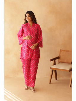 Ikk Kudi By Seerat - Pink Blush Heritage Booti Maternity and Nursing Kurta with Pant