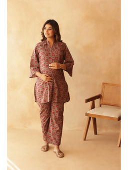 Ikk Kudi By Seerat - Grey Gulabi Patta Maternity and Nursing Kurta with Pant