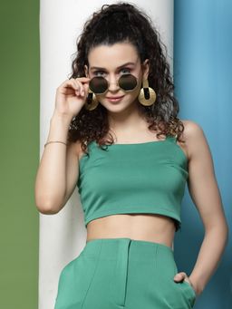 KASSUALLY - Party Women Green Crop Top