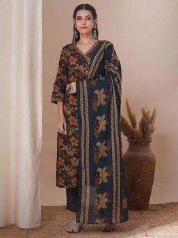 FASHOR - Floral Printed and Embroidered Kurta with Pant and Dupatta (Set of 3)