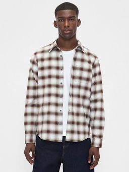 GAP - Men Checks Full Sleeve Brown Shirt