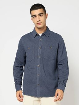 GAP - Men Solid Spread Collar Blue Shirt