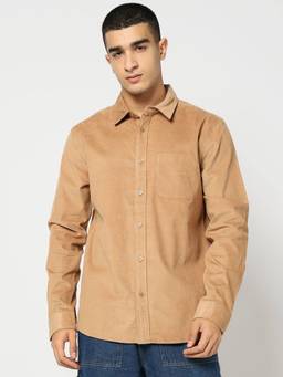 GAP - Men Corduroy Spread Collar Tan Shirt