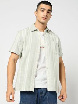 GAP - Men Striped Regular Fit Green Shirt