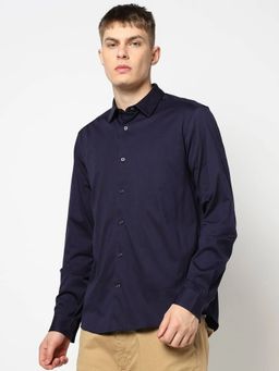 GAP - Men Solid Regular Fit Navy Blue Shirt