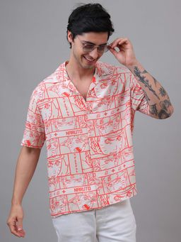Free Authority - Men Official Naruto Graphic Printed Beige Regular Fit Shirt