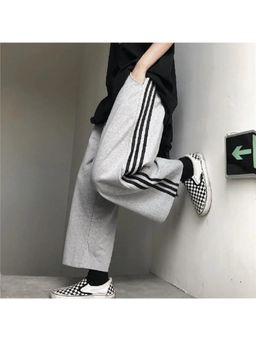 Outzidr - Gray Contrast Black Striped Pant