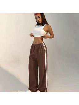 Outzidr - Brown Side Stripe Street Style Pant