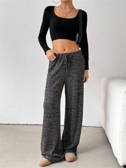 Outzidr - Black Straight Fit Casual Wear Pant