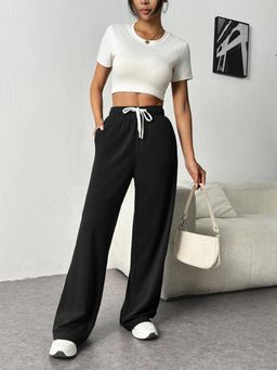 Outzidr - Black Waist Tie Up Pant