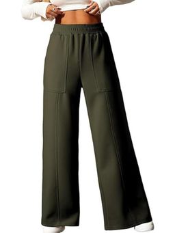 Outzidr - Green Elasticated Waist Band Straight Leg Track Pants