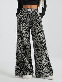 Outzidr - Grey Animal Printed Street Style Pant