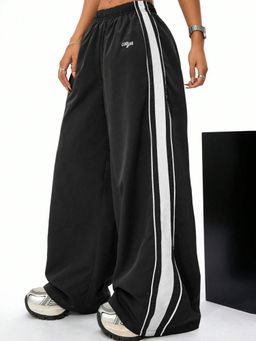 Outzidr - Black Varsity Side Stripe Street Style Pant