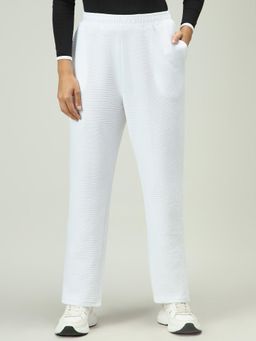 Outzidr - White Textured Solid Street Style Pant